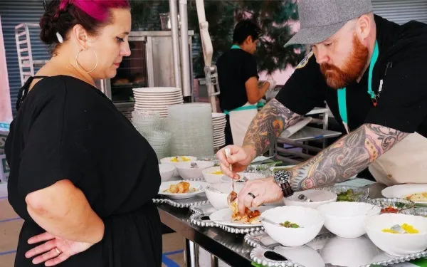 Karen Akunowicz a Kevin Gillespie během Restaurant Wars on Top Chef: All Stars LA