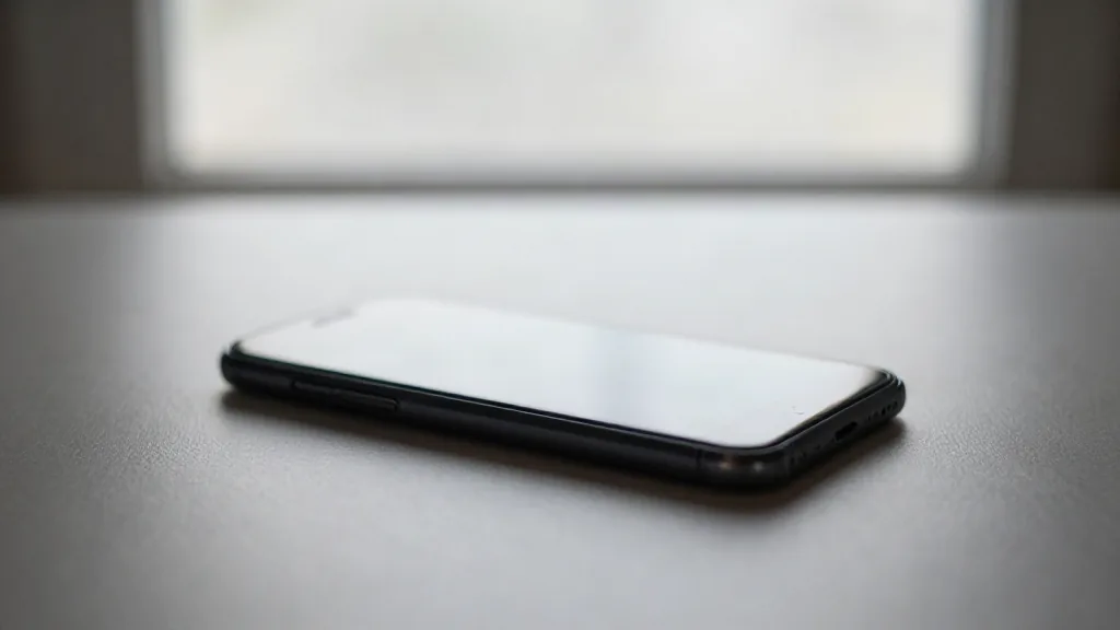 Un teléfono móvil boca abajo sobre una mesa